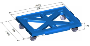 Plast Dolly med 4 hjul lastar 225kg till salu