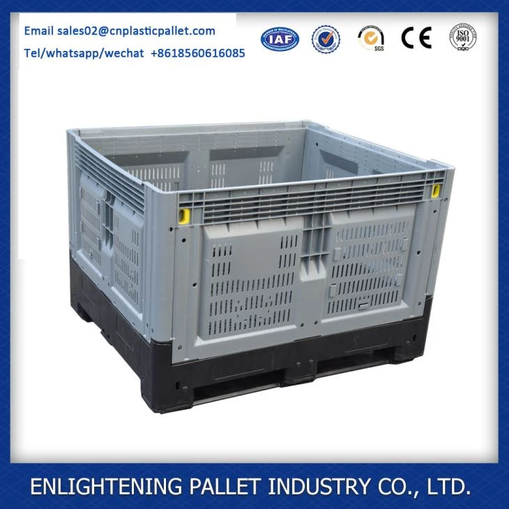 Heavy Duty Hdpe Mesh Stackable Vented Bulk Fruit Foldable Plastic Pallet Box